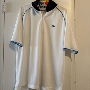 Lacoste Men's White and Black Polo Shirt